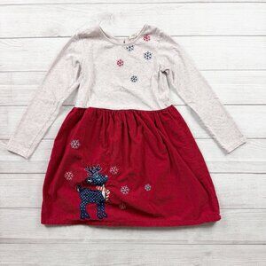 Beebay Embroidered Snowflake Reindeer long Sleeve Dress Size 8